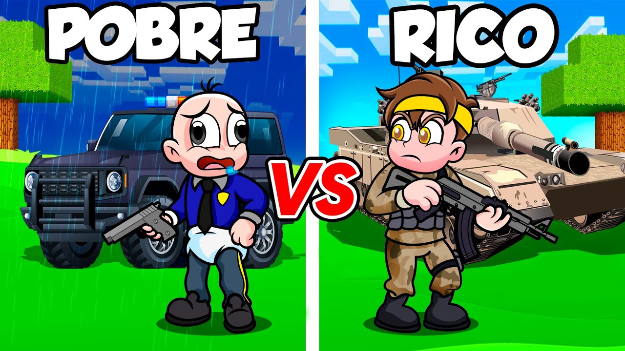 Agente de POLICIA Pobre vs MILITAR del EJÉRCITO Rico 😱 BEBE NOOB en MINECRAFT