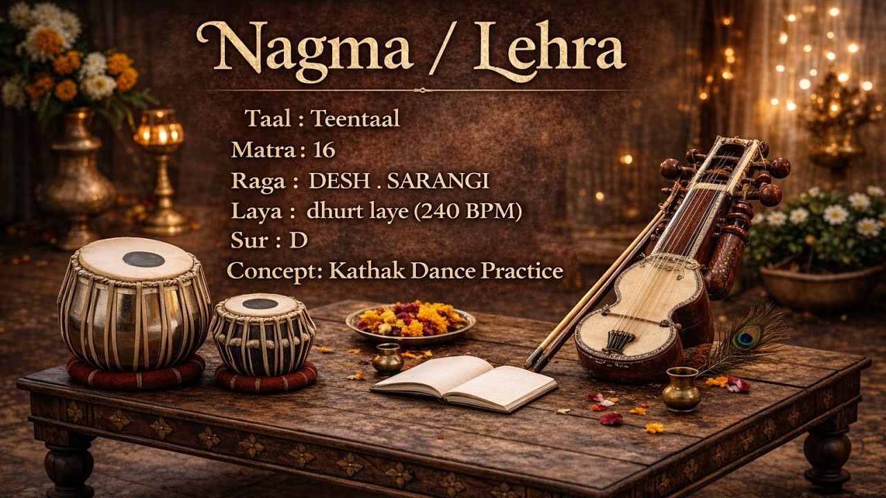 Dhurt laye lehra 240 ( BPM) Teentaal 16 matra for kathak dance practice 