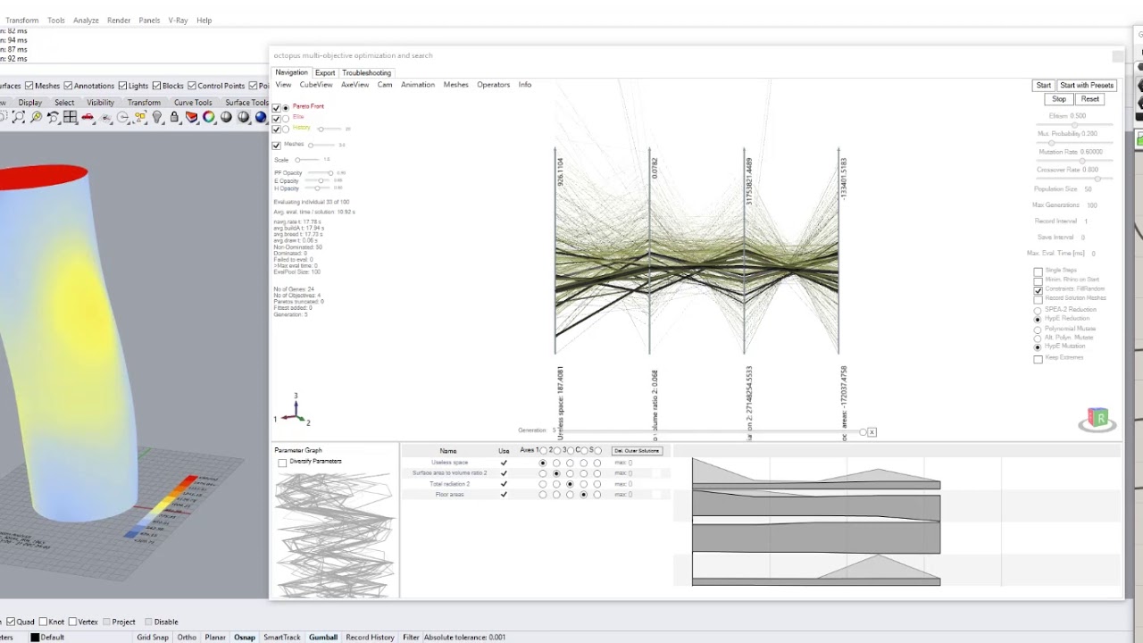Optimization with Grasshopper, Rhino, Octopus