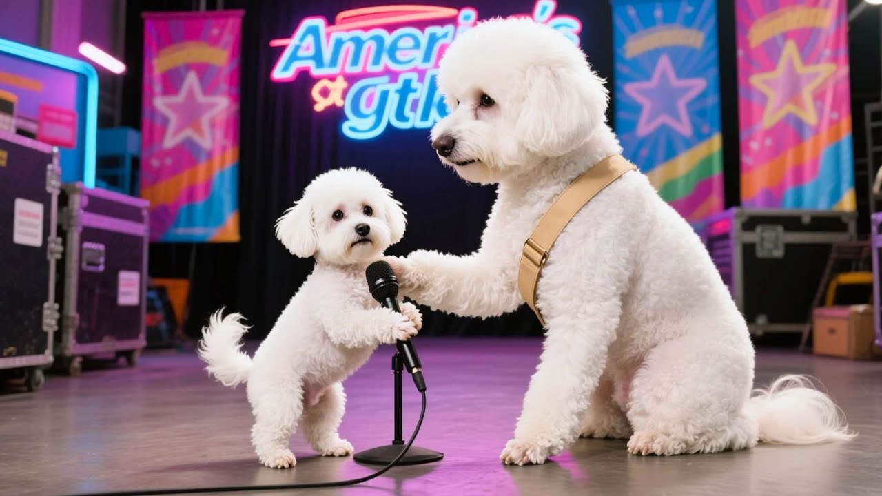 🎤 Baby Puppy Dreams of Singing Star 🌟 Mom Dog Stunned by the Voice! 😲🐕
