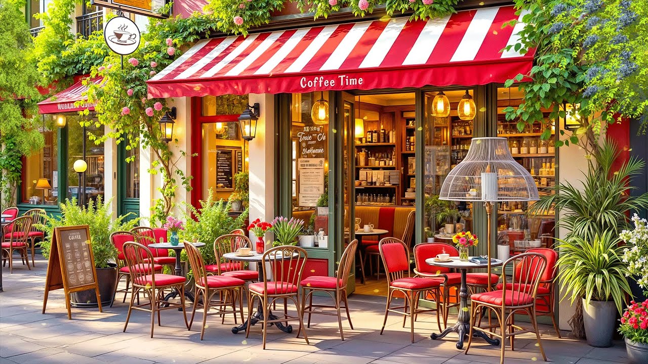 Happy March Jazz ~ Outdoor Coffee Shop Ambience on Spring Morning with Bossa Nova Music for Relaxing
