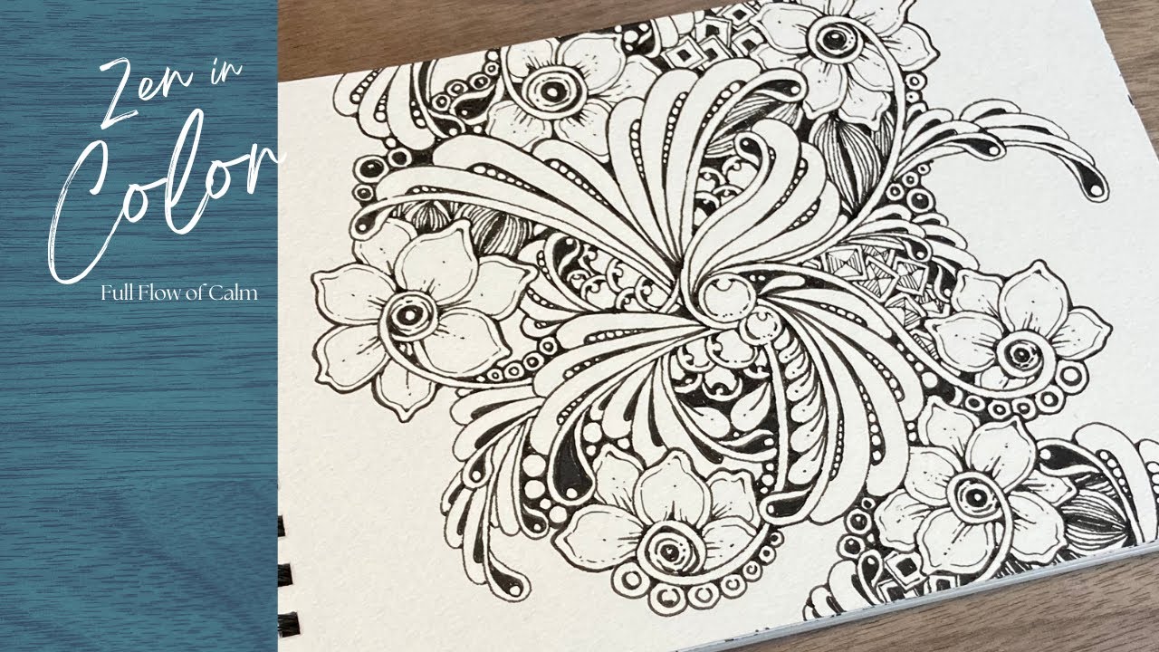 Peaceful Zentangle Art with Just One Black Pen
