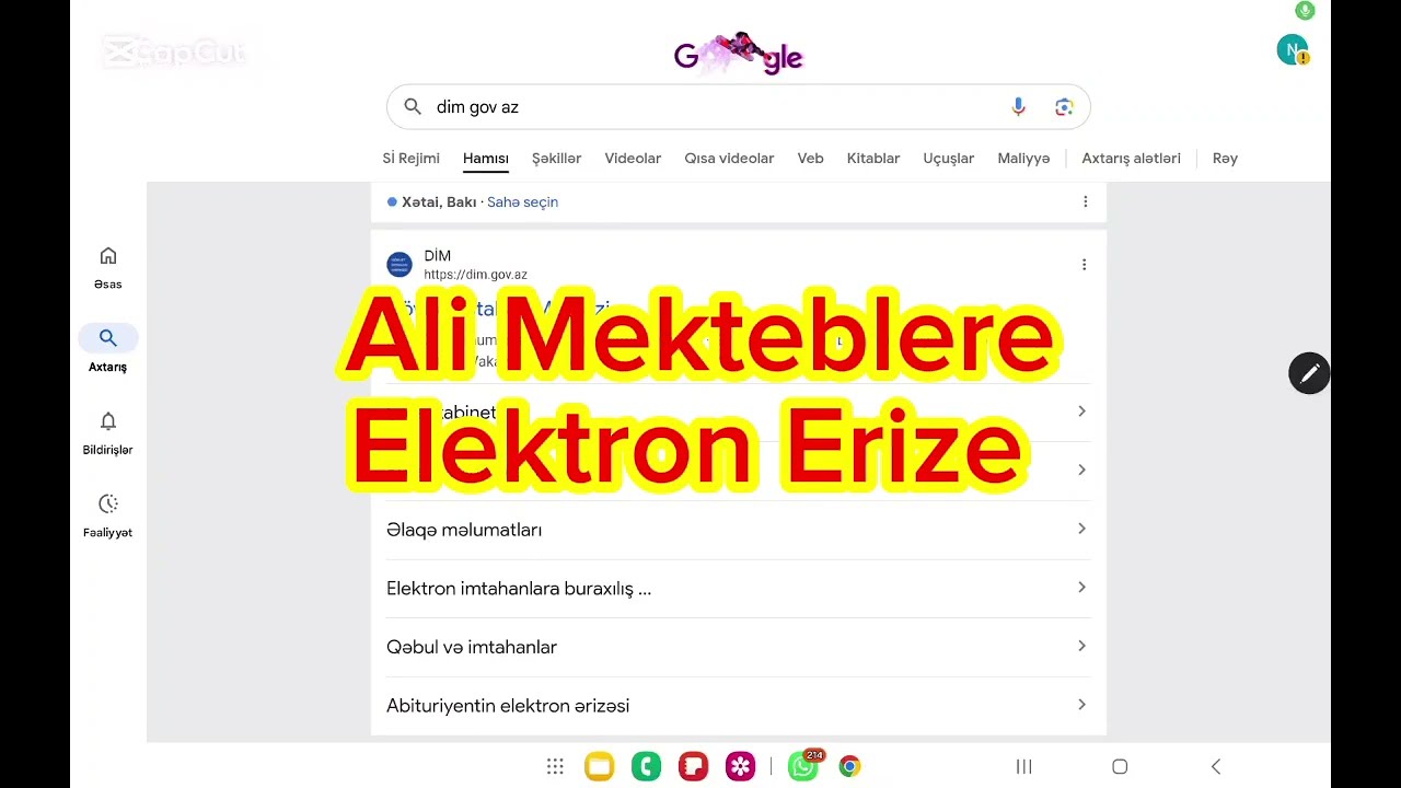 Ali mekteblere Elektron Erize tesdiqi.Sexsi kabinet.#elektronerize#sexsikabinet