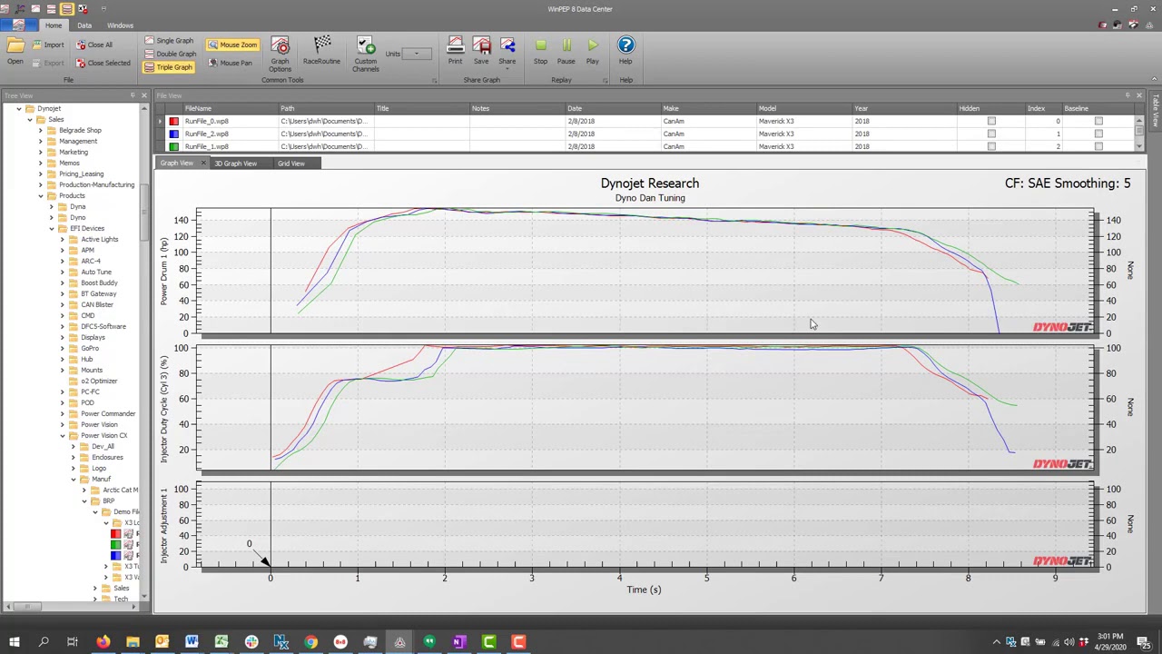 Dynojet Power Core Software Suite - WinPEP 8 Table View