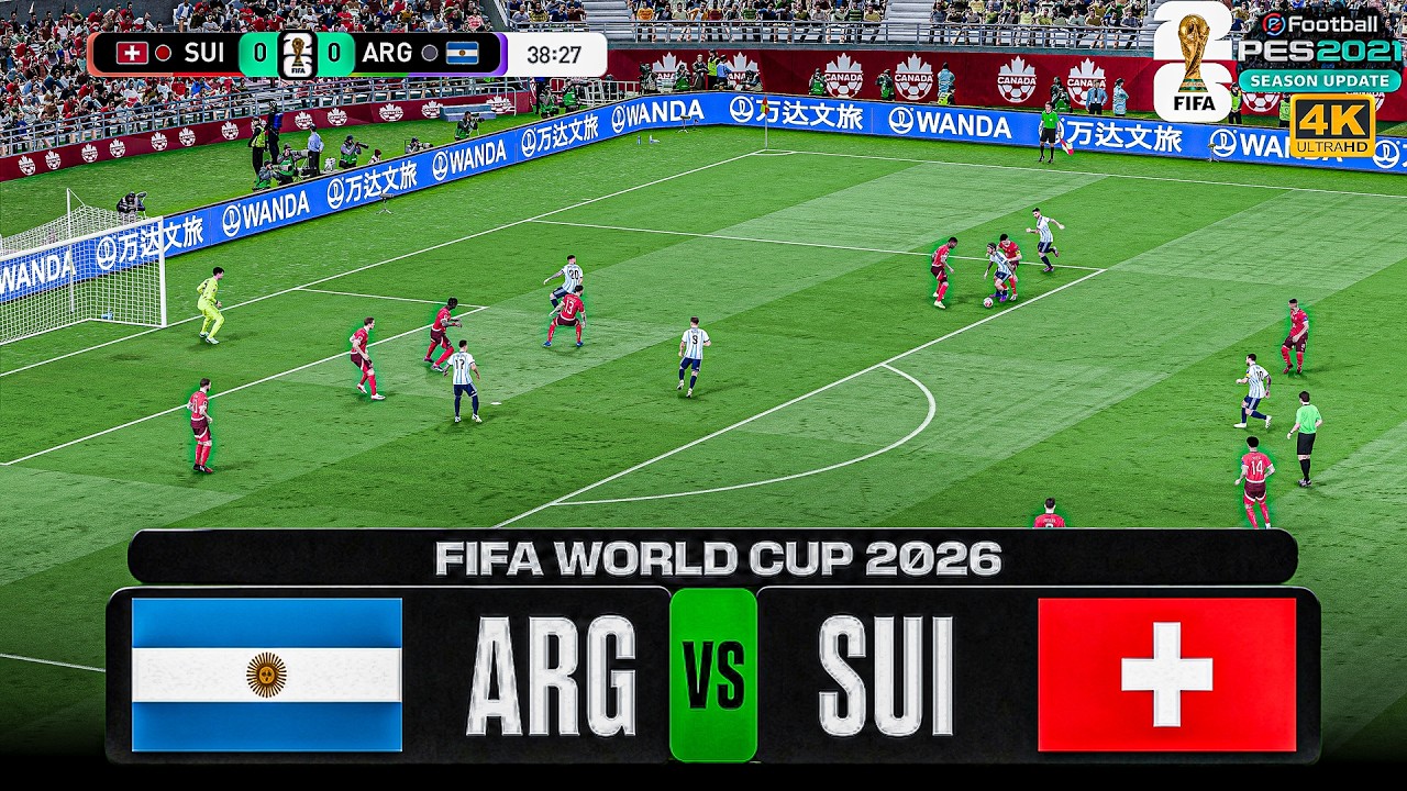 July 12, 2026 | ARGENTINA vs SWITZERLAND | FIFA World Cup 2026 Quarter Final | Messi | PES 21