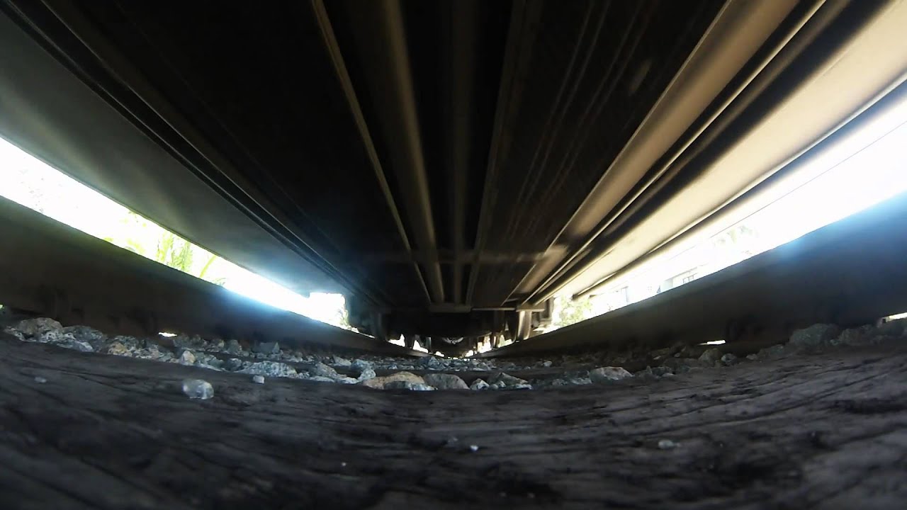GoPro under Amtrak train at Carpinteria State Beach, California