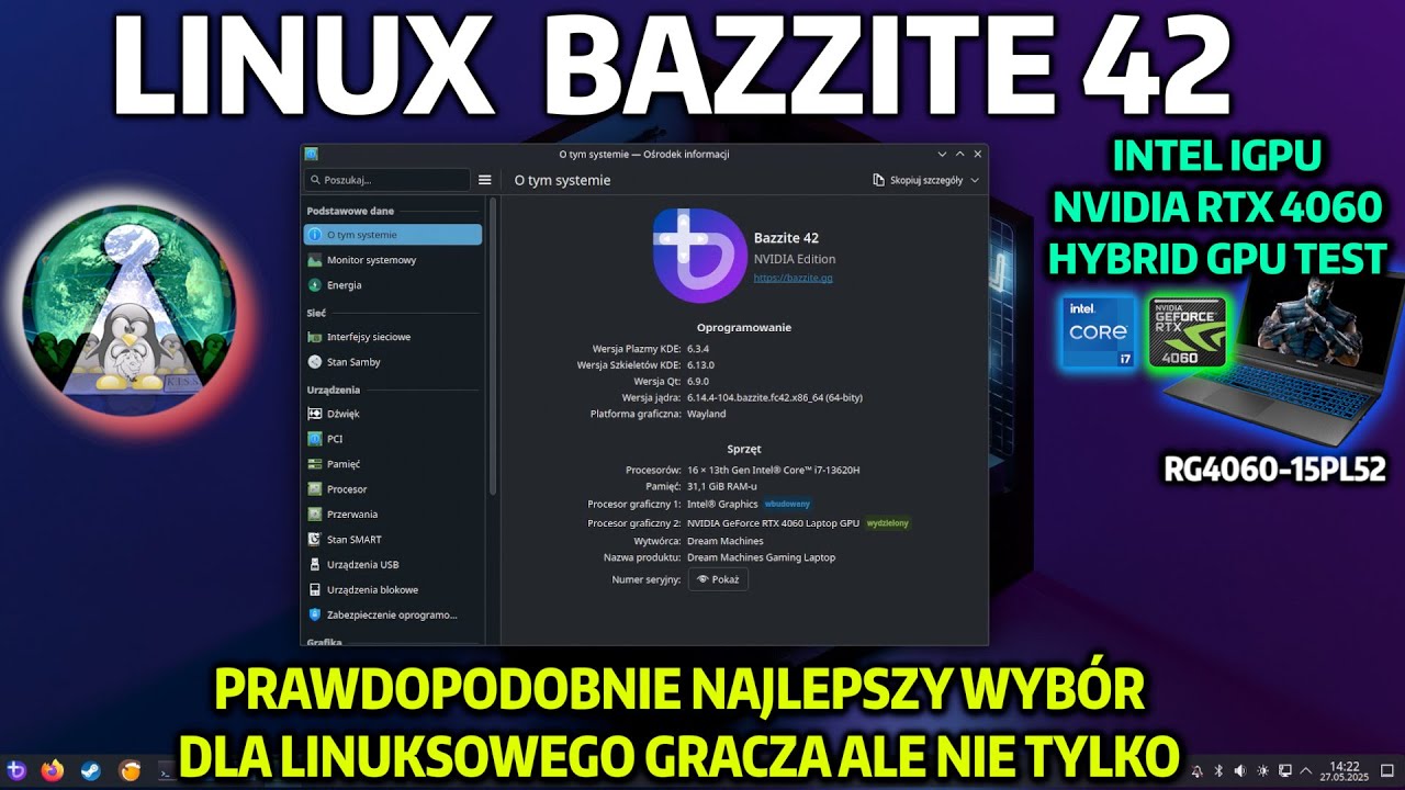 Linux BAZZITE 42 Najlepszy wybór do grania w gry z Windows? Obsługa hybrydowych GPU Intel Nvidia AMD