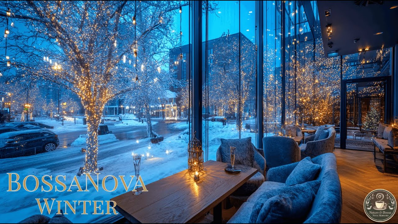 【冬のボサノバ】幻想的なブルーアワー、イルミネーション輝く雪のカフェとボサノバ。作業用BGM / Magical Winter City Jazz ~Nature&BossaNova Moments~
