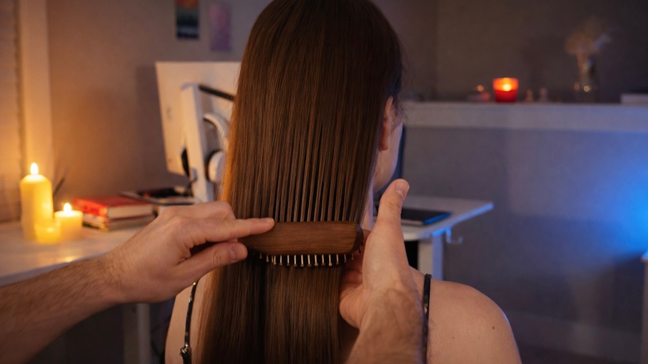ASMR Hair Brushing & Scalp Attention for Relaxation and Sleep 😴 No Talking 