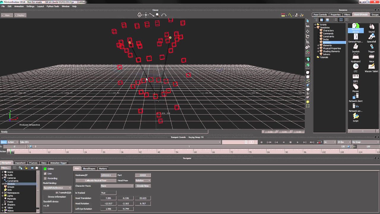 faceshift motion builder plugin tutorial: 3 Markers