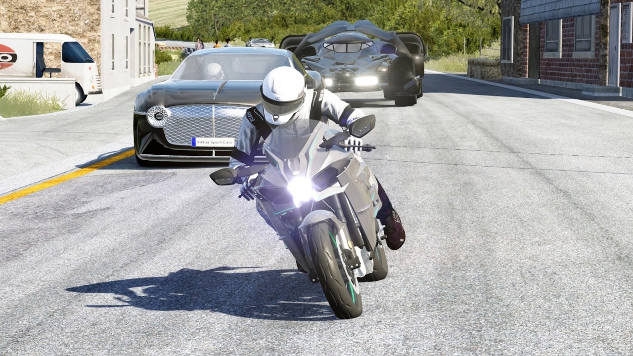 Kawasaki Ninja H2 vs Bentley EXP 100 GT vs Batmobile vs Bugatti Divo at Old SPA