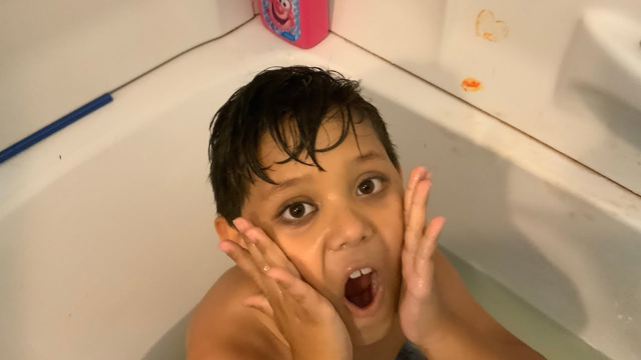 Benji Goes in a cold bath with his clothes on￼￼￼!!!