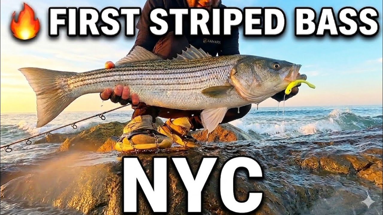 First STRIPER OF THE YEAR ! NYC Striped bass opening Day : i Finally found them ! 🔥#stripedbass #nyc