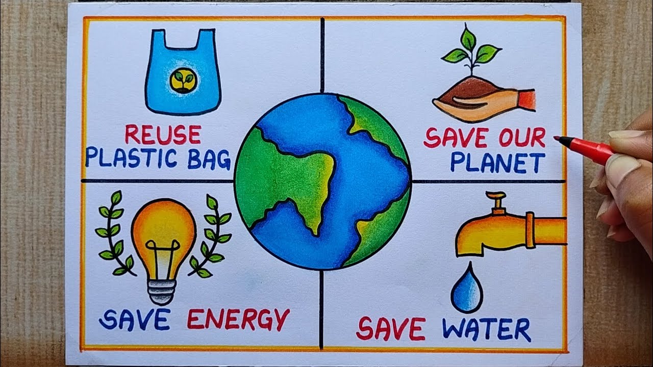World Environment Day Drawing |Save Earth poster Drawing|Lifestyle for Environment poster drawing