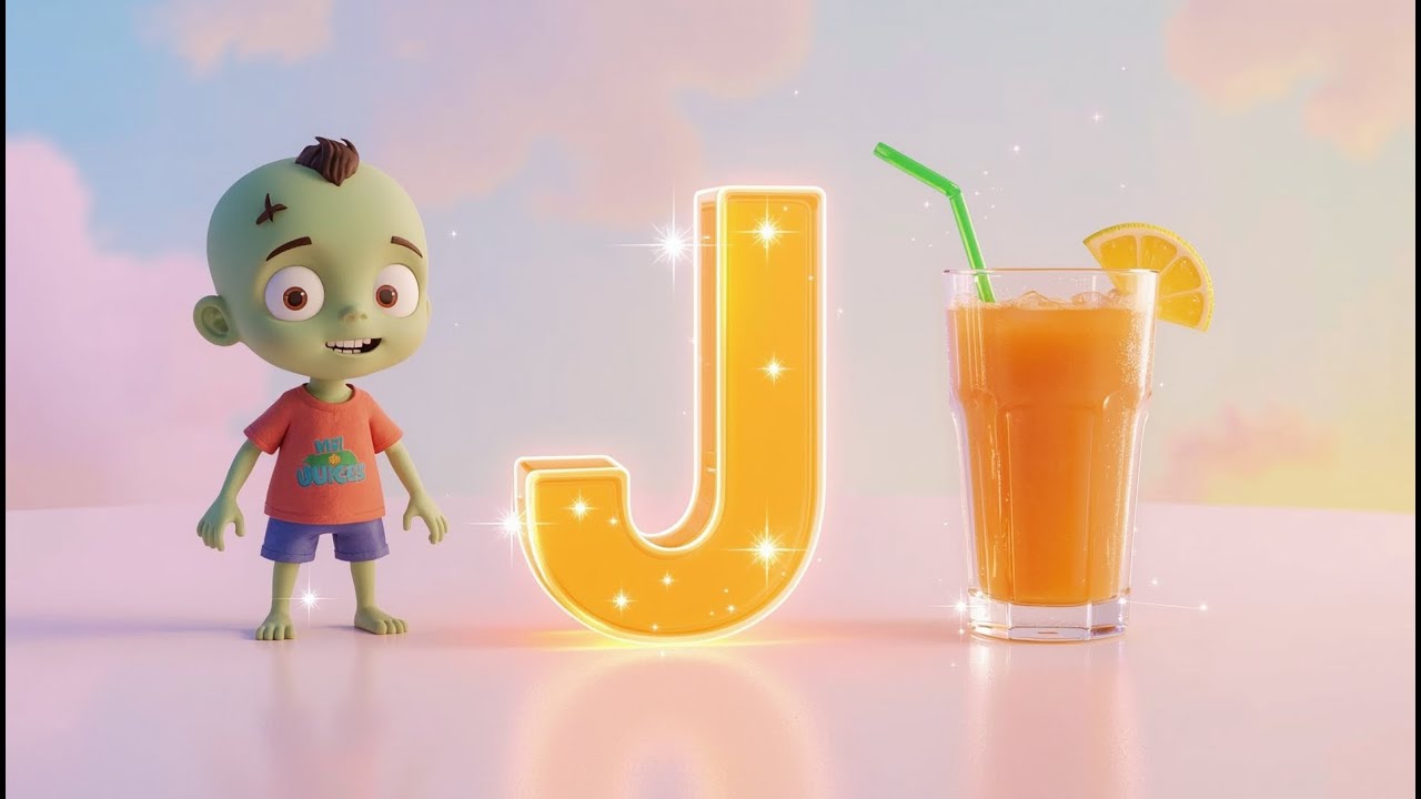 J for Juice 🥤 | Fun Alphabet Learning with Zombie Kid | Pixar-Style 3D Animation
