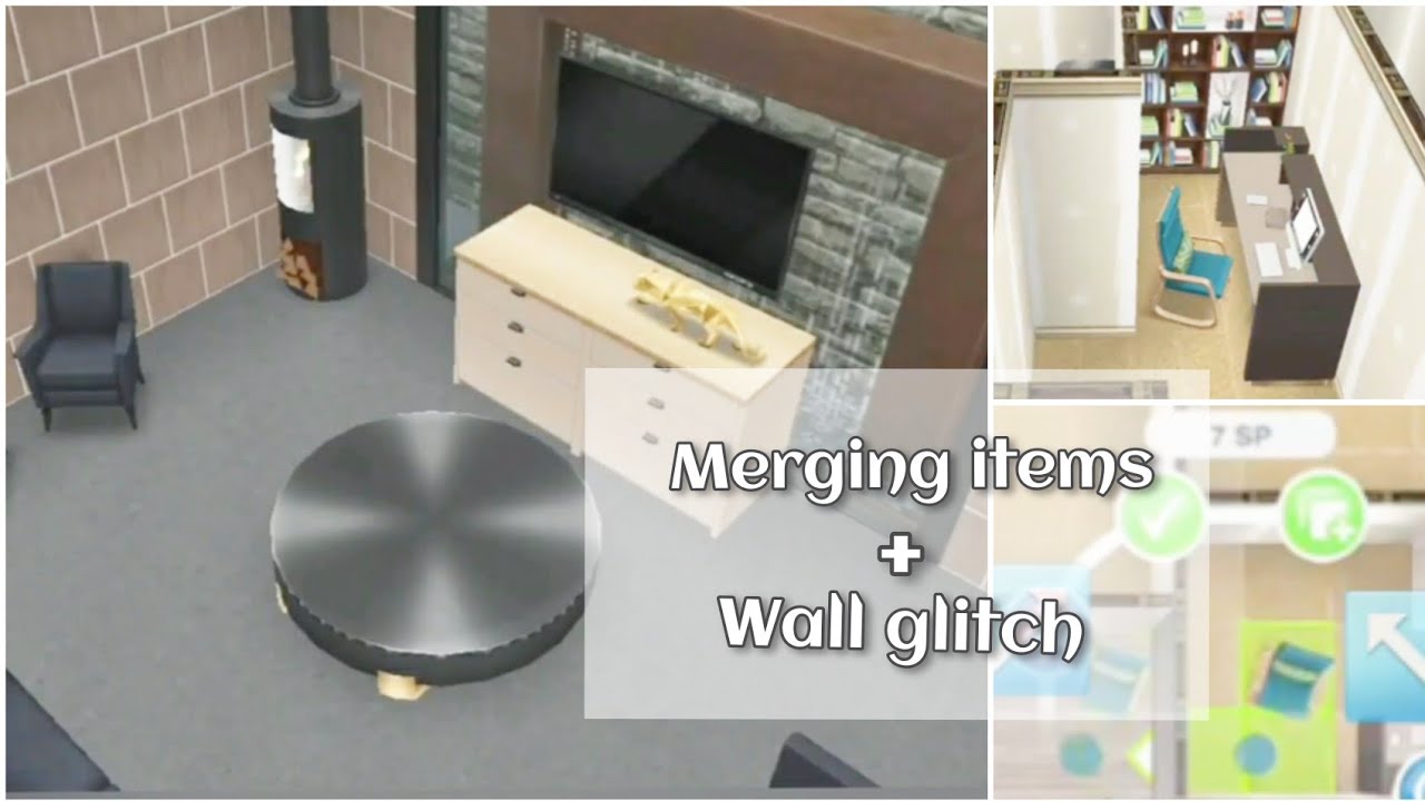 Sims Freeplay | Merging items for interior design | Wall glitch + Overlapping merging glitch