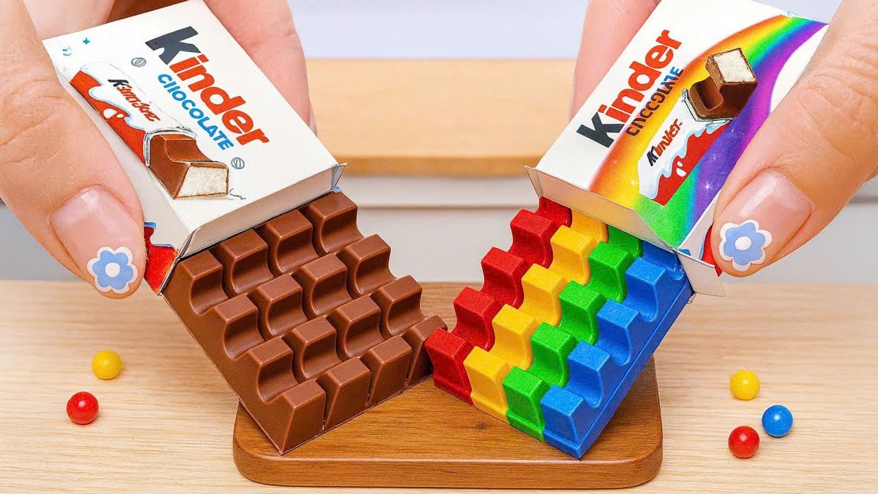 Шоколадный Kinder против радужного Kinder: грандиозное противостояние декораторов! 🍫Миниатюрные т...