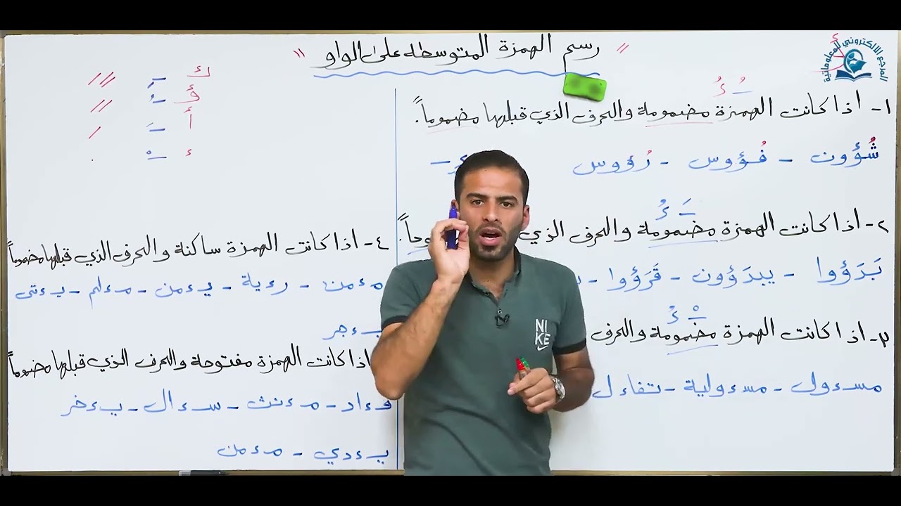 رسم الهمزة المتوسطة على الواو للصف الثاني متوسط