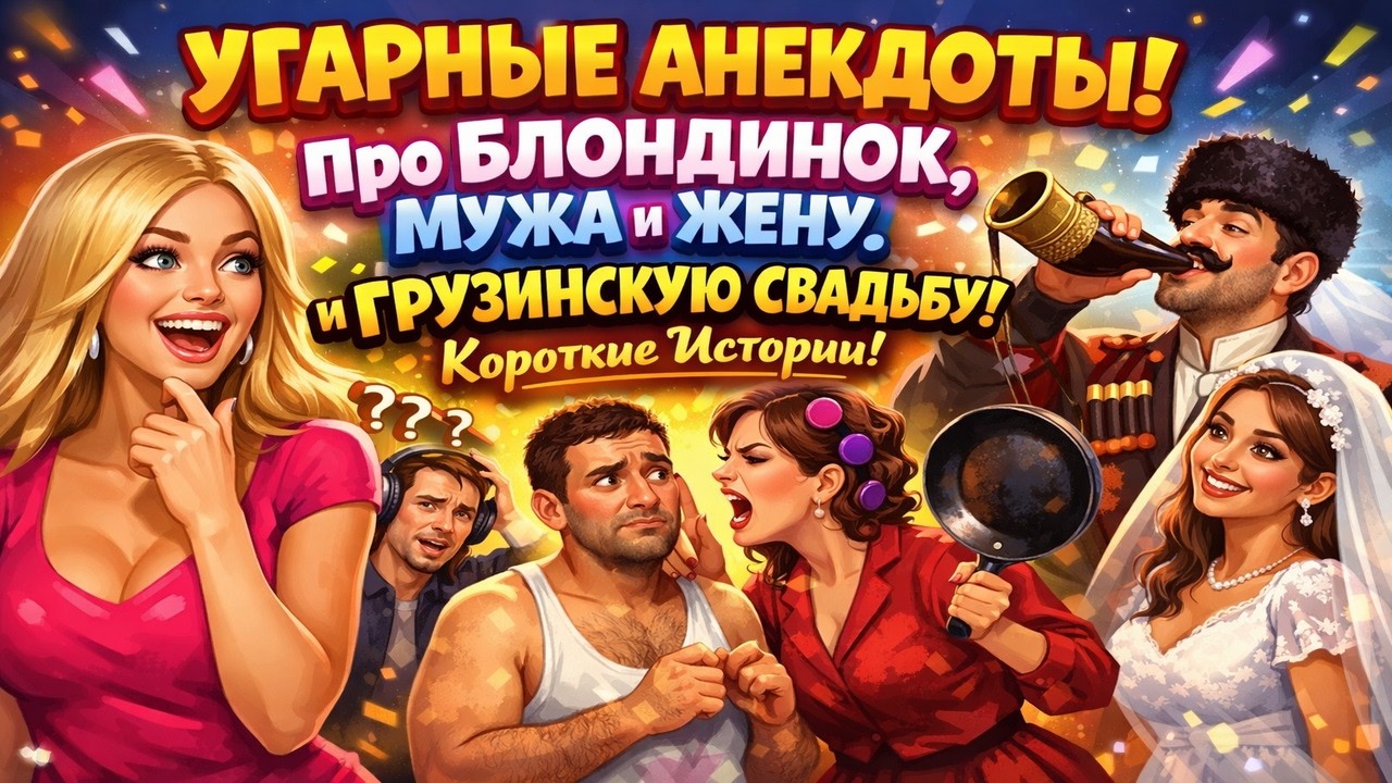 😂 Угарные анекдоты! Про блондинок, мужа и жену и грузинскую свадьбу