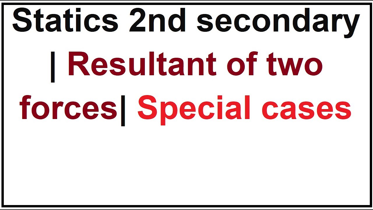Statics 2nd secondary | Resultant of two forces| Special cases