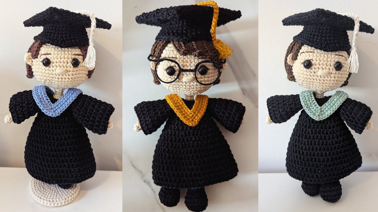 NIÑO GRADUADO AMIGURUMI/  PARTE FINAL /TUTORIAL PASO A PASO / BIRRETE/TOGA /TRAJE #tutorialamigurumi