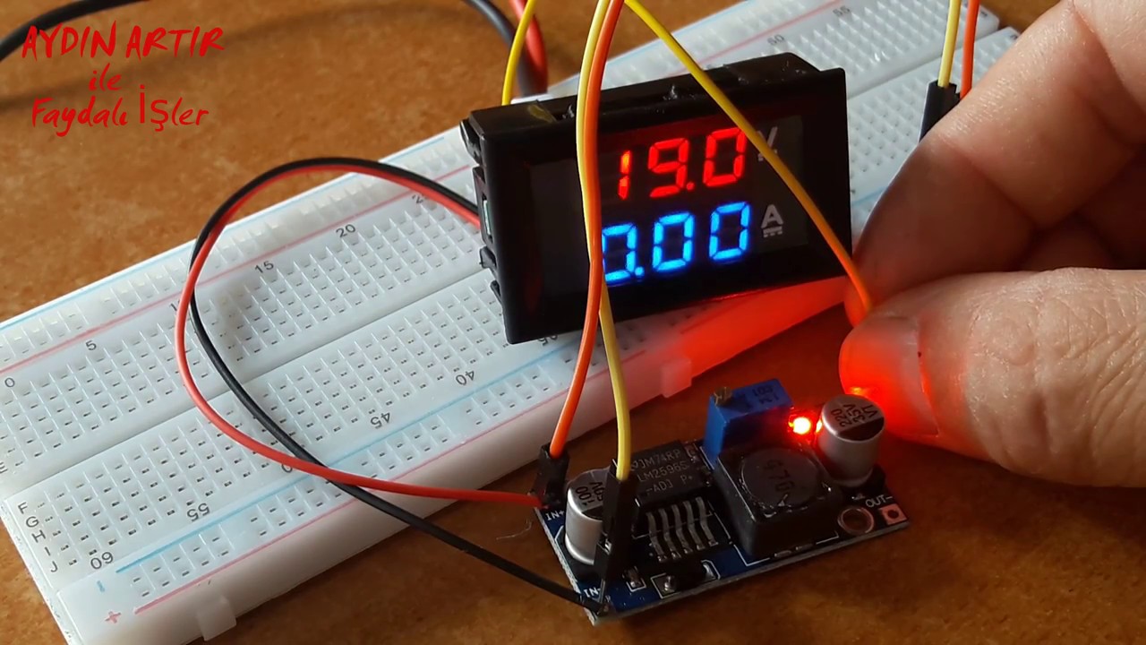 LM 2596 ve Dijital Volt Ampermetre kurulumu  //  LM 2596 and Digital Volt Ammeter setup