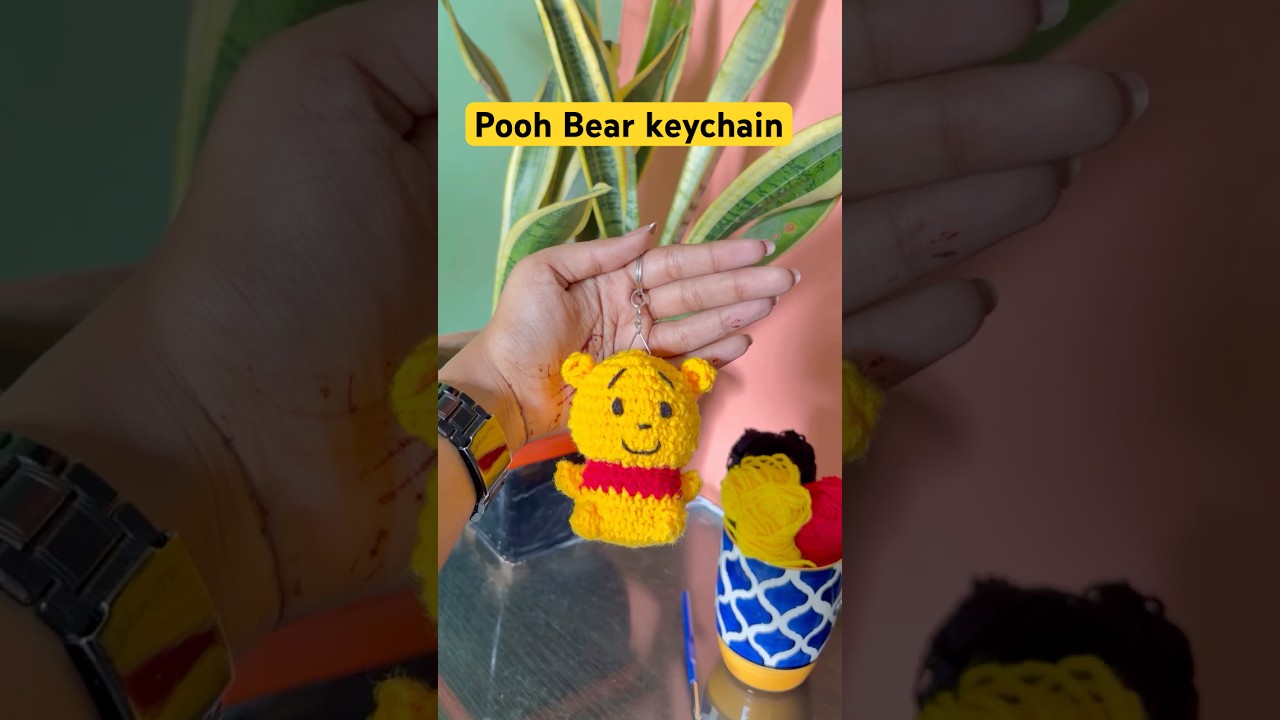 Crochet Pooh Bear Keychain 