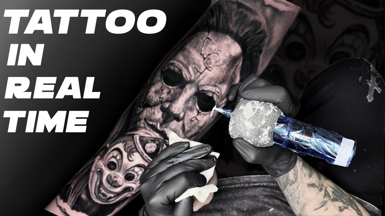 TATTOO PROCESS IN REALTIME | MIchael Myers Tattoo | Chris Sinclair Tattoos