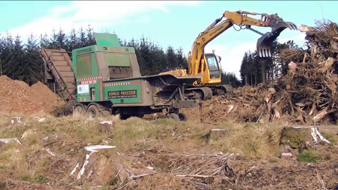 Stump Hogfuel Supply Chain - Machine operation -  Biomass Shredders