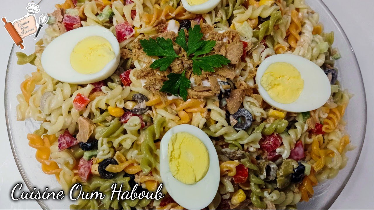 سلاطة مقرونة تحضر في دقائق وبنّتها عالمية مع طريقة تحضير المايونيز بدون بيض👌👌👇 salade de pâtes