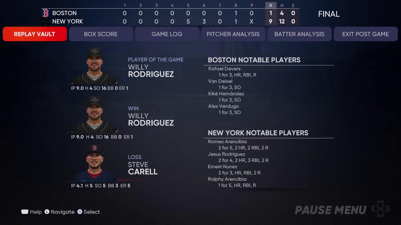 Prsuperman1s NYS custom Players 2021 Franchise, 2021 Postseason BOS vs NYS