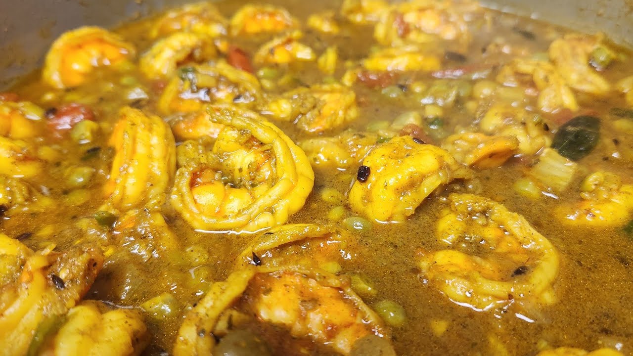 Trini Curry Shrimp with Pigeon Peas made with Coconut Curry Powder - Episode 2258