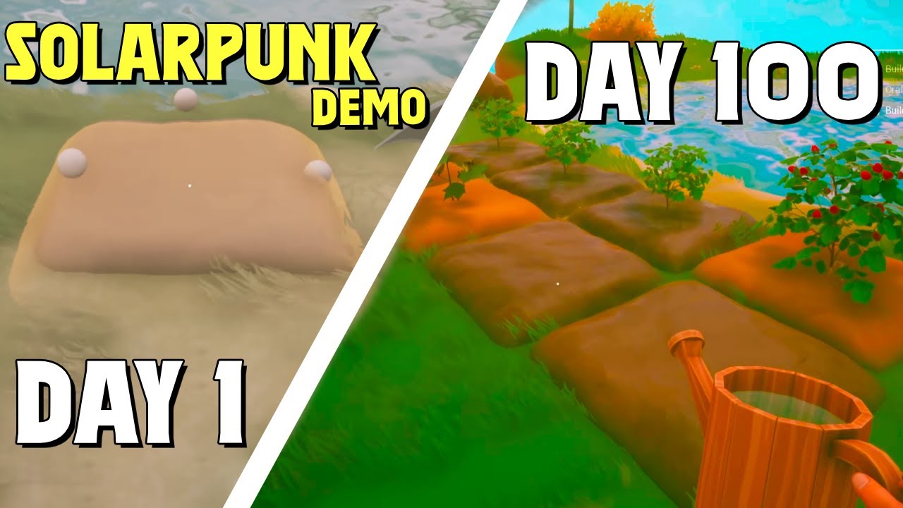 Getting started tips in the Solarpunk demo (floating island crafting survival game)