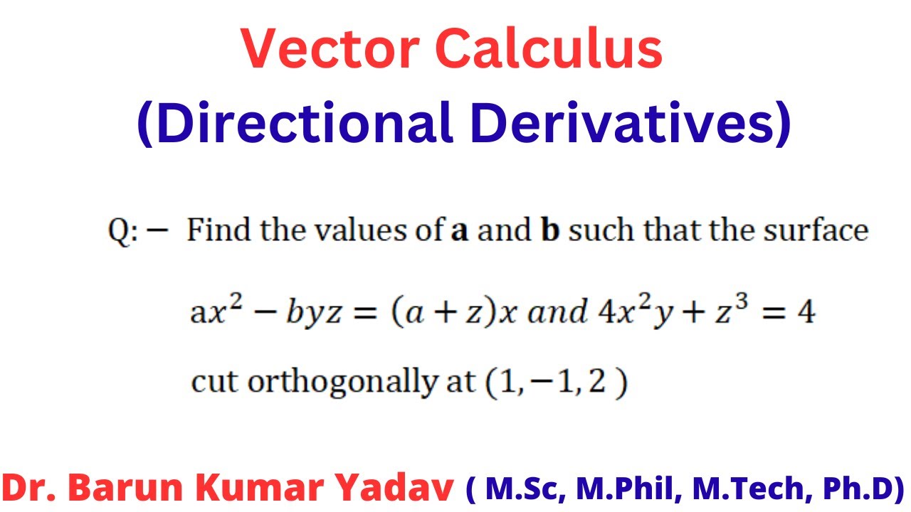 Directional derivative | Vector calculus | Multivariable calculus | part 13 | #barunmaths