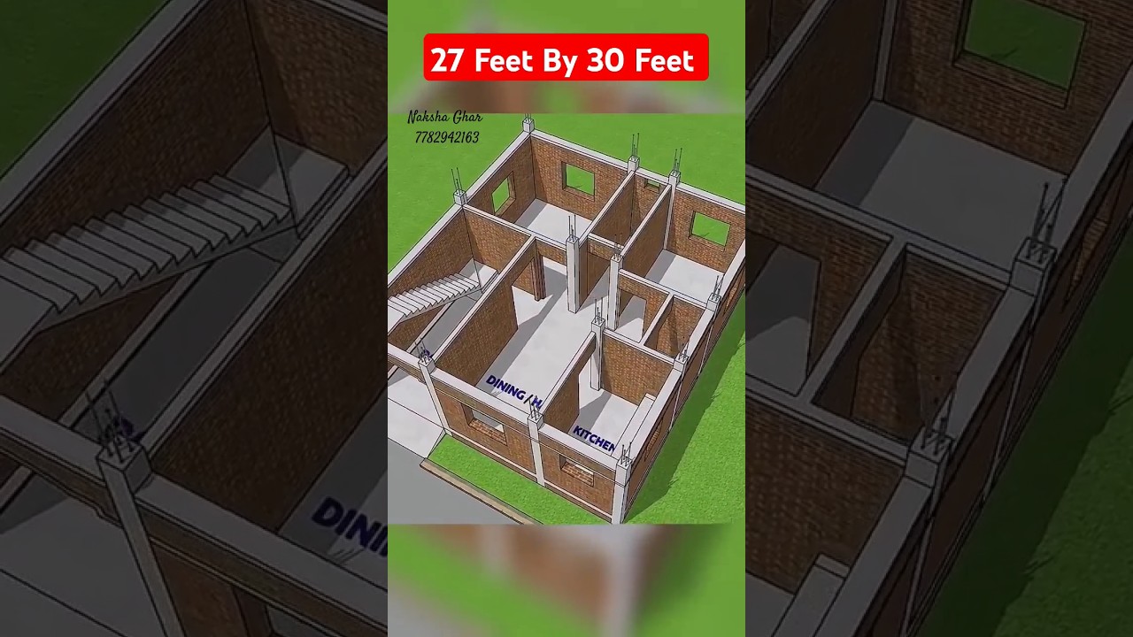 27 Feet By 30 Feet House Plan #homeplan #houseplan #2bhjwithparking #shortfeed #nakshaghar