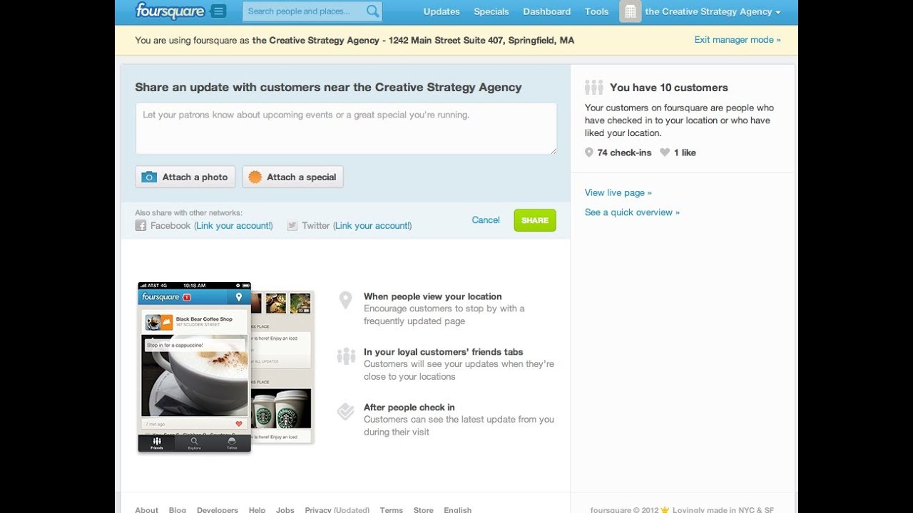 How to Manage your Foursquare Business Page
