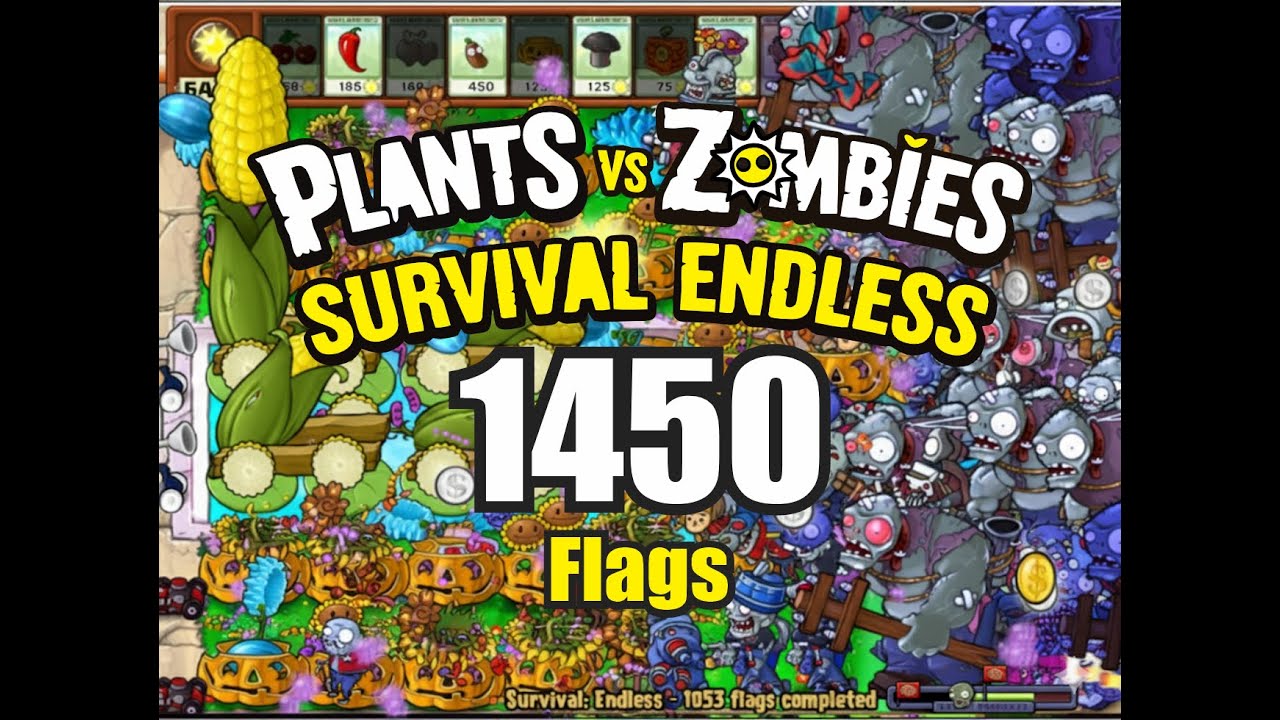 Setup Pertahanan plants vs zombies survival endless yang sulit Ditembus -  1450 Flags Completed