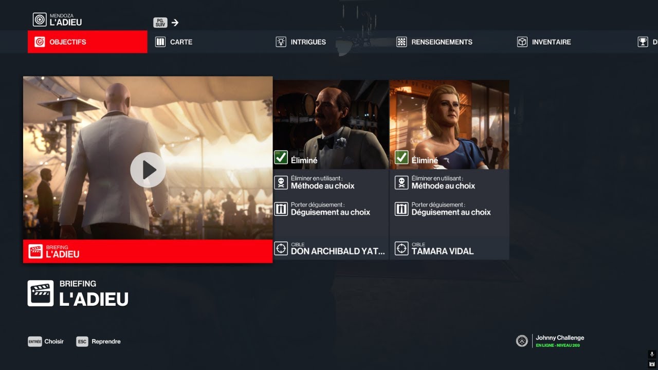 Hitman 3: Argentine/L'adieu. Défis: A la loyauté. AS