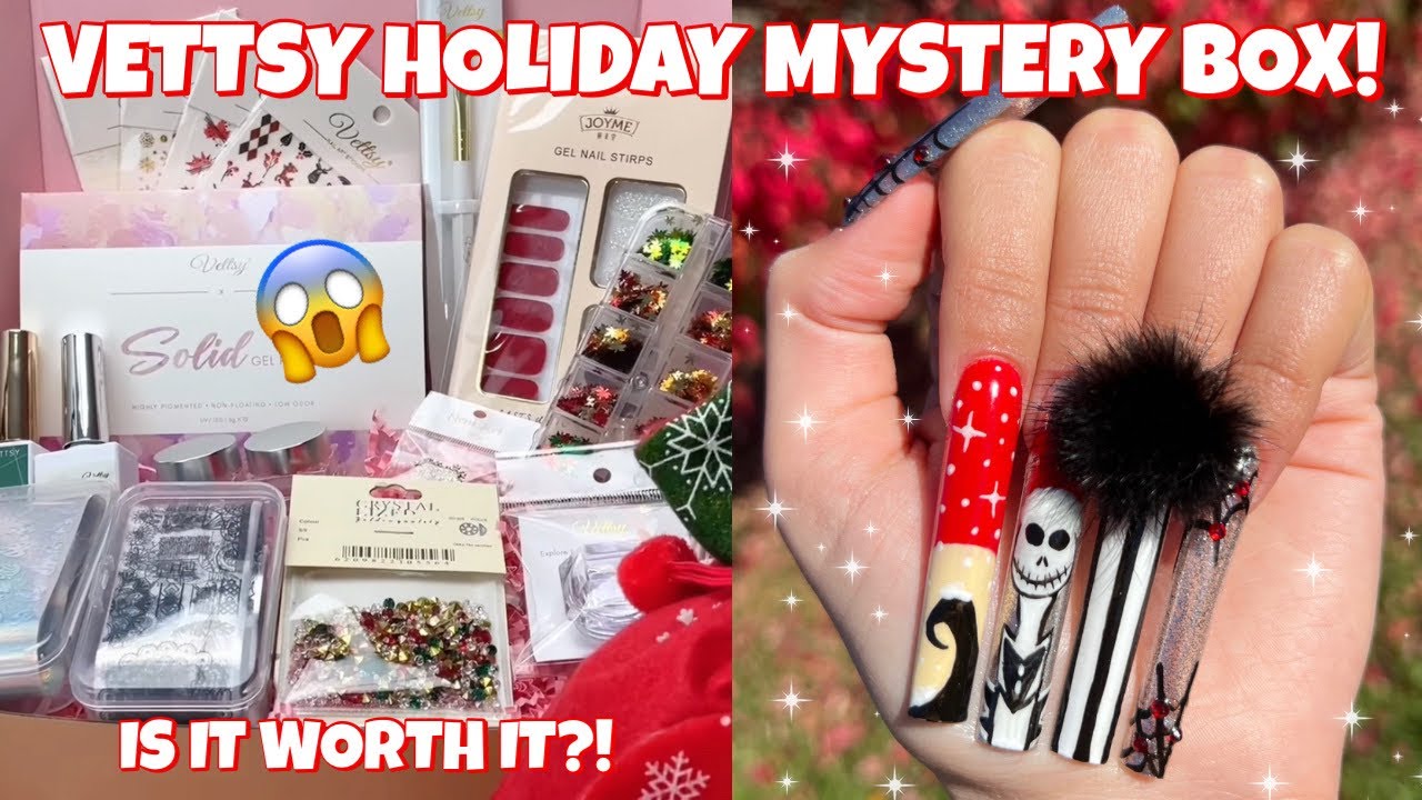 VETTSY HOLIDAY MYSTERY BOX | UNBOXING & REVIEW | THE NIGHTMARE BEFORE CHRISTMAS NAIL ART
