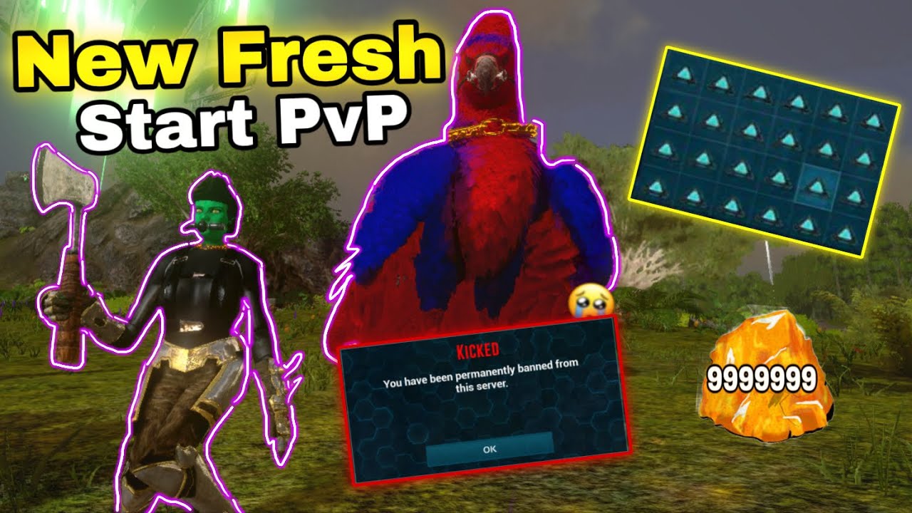 New Fresh Start PvP / server admin abuse / how to lose ur amber and dino in 5 min 😂😂😂