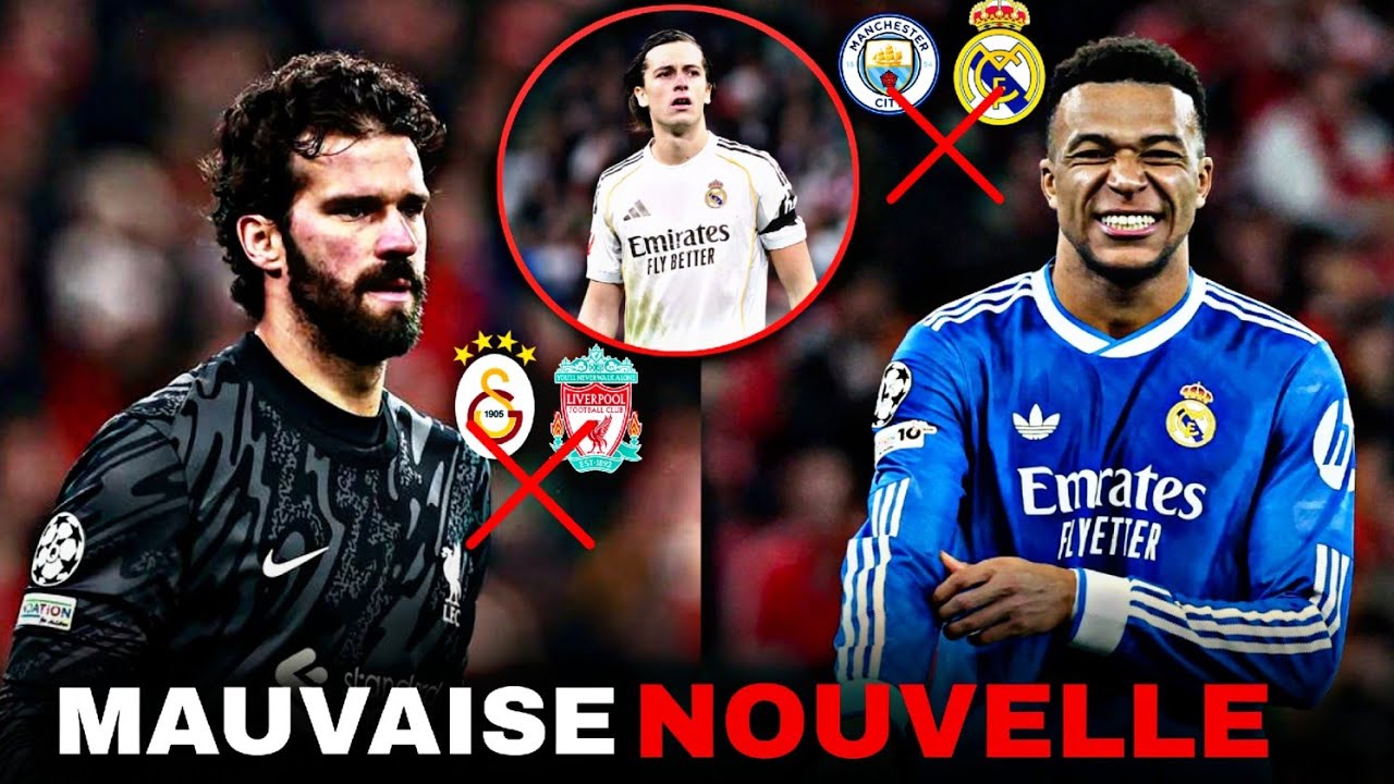 ⚠️ Alisson manquera le match de Liverpool contre Galatasaray, Carreras souffre d'une blessure forfai