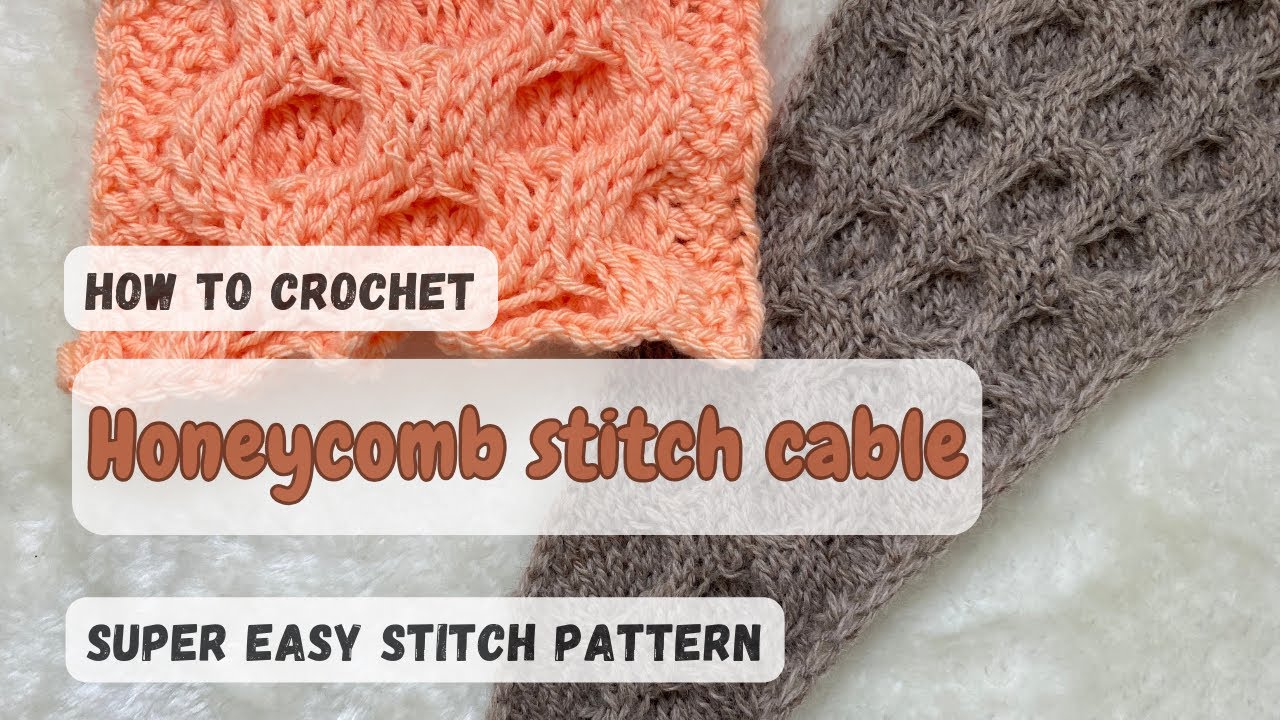 How to crochet the Honeycomb stitch cable  in Tunisian crochet: step by step tutorial.