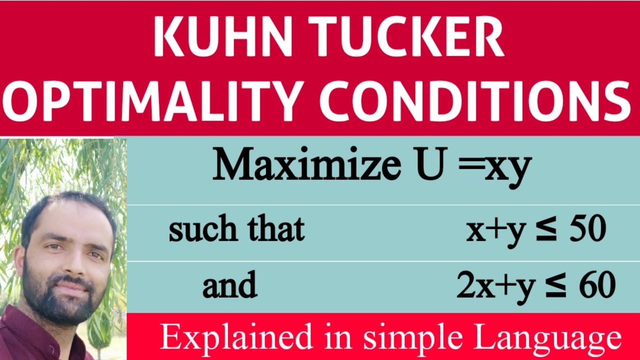 Kuhn Tucker Optimality Conditions with inequality constraints. #KuhnTuckerConditions