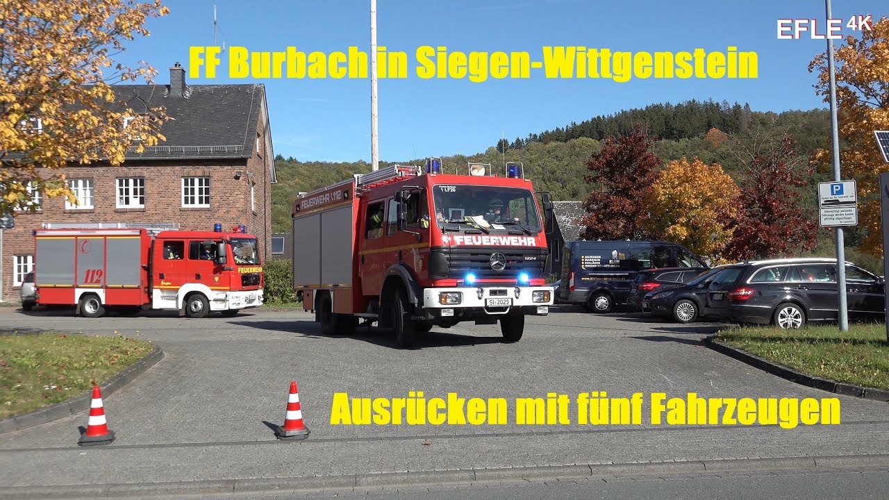 Ausrücken FF Burbach mit ELW 1, TLF 16/25, MLF, GW-L und RW 2
