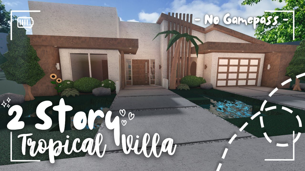 [ bloxburg ] 🌴 2 story tropical villa ꒰ no gamepass house layout build & tour ꒱