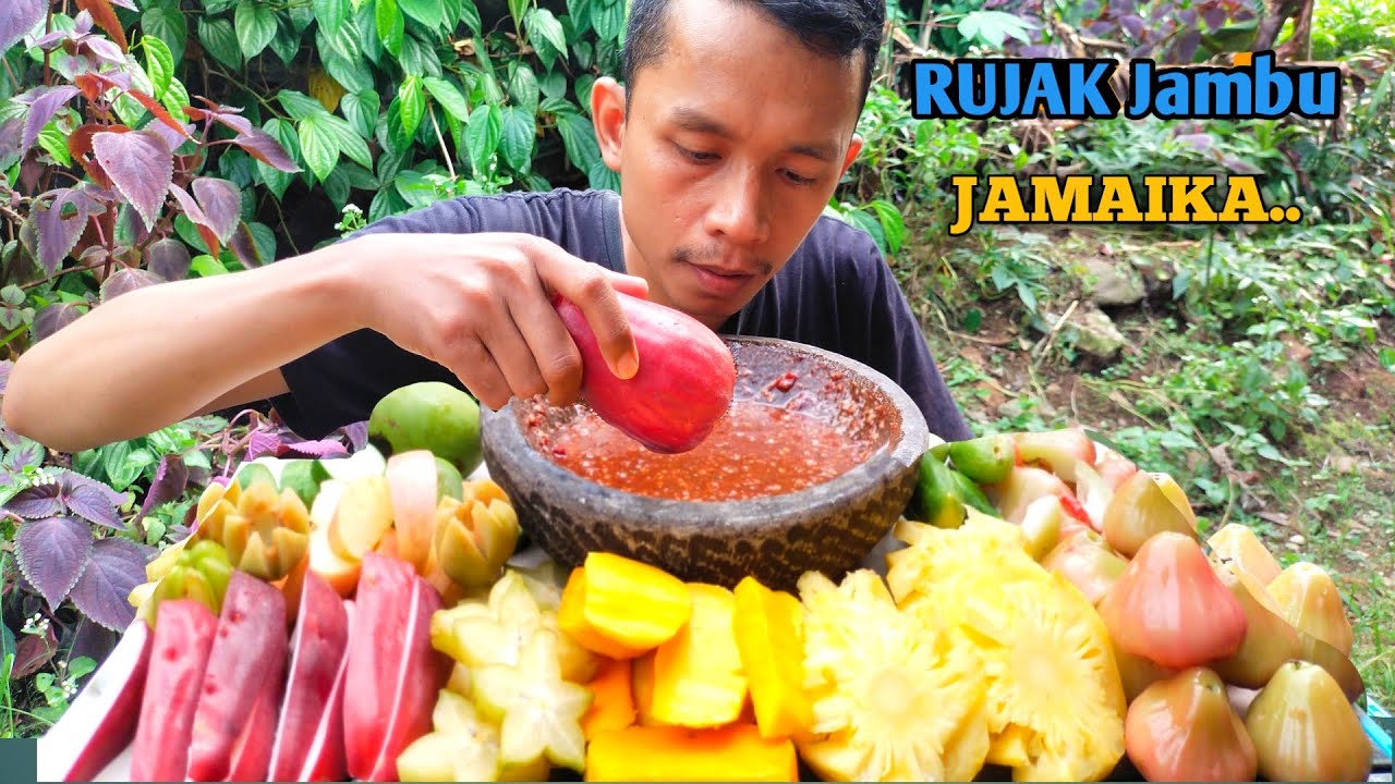 RUJAK BUAH SEGAR + SAMBAL TERASI || AUTO LIDAH BERGOYANG..#rujakbuahsegar #buahbuahan #asmr