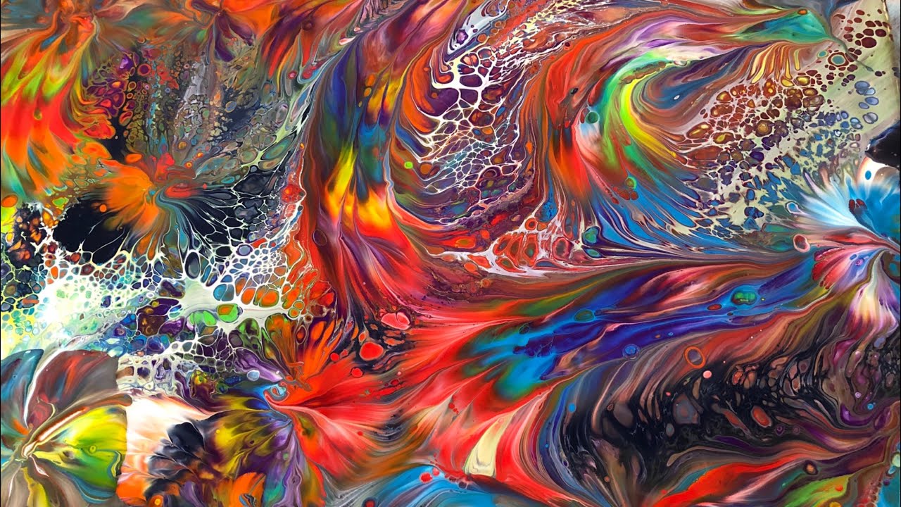 Acrylic pouring: stunning spiral pour/ New swifty swipe tool, balloon rolling and kisses awesomeness