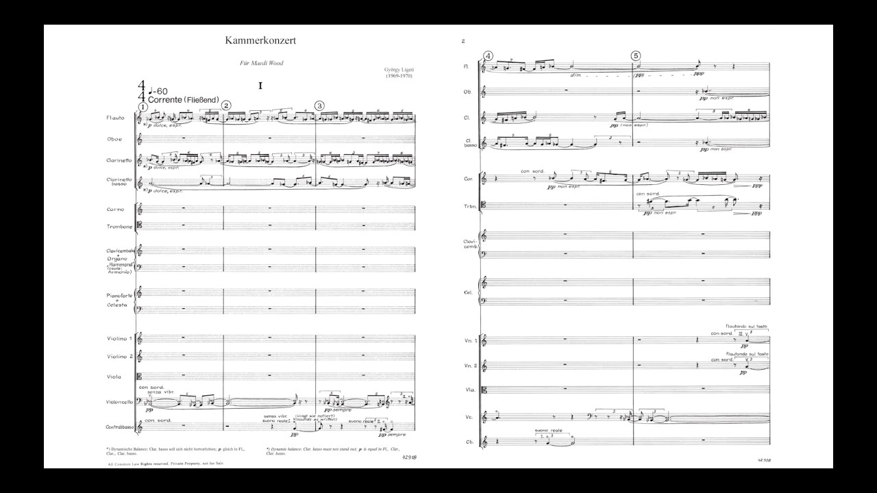 Ligeti - Kammerkonzert (score) [HD]