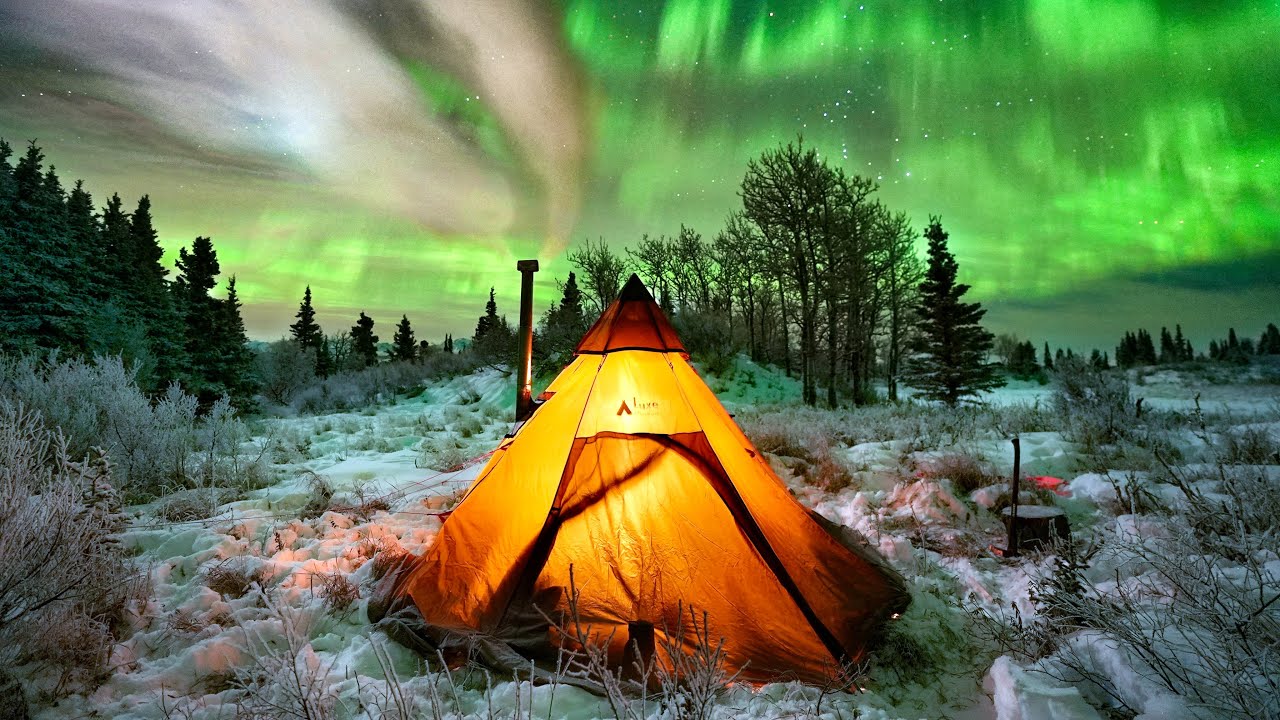 Hot Tent Winter Camping in Alaskan Wilderness