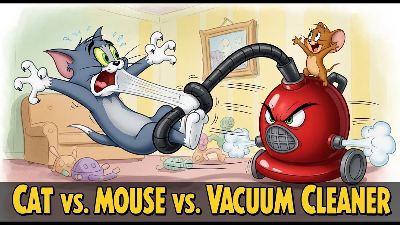 Cat vs. Mouse vs. VACUUM CLEANER! ChaosTom vs Jerry: The Killer Vacuum Attack! Funniest Chase Ever